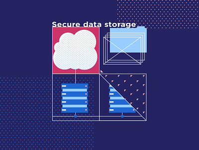 Secure data storage big data data storage flat geometric illustrations for the site vector