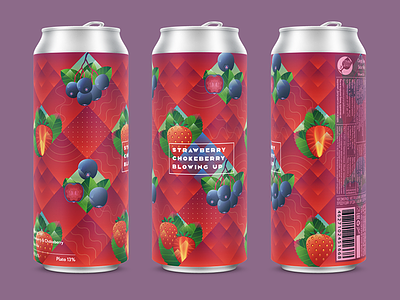 strawberry chokeberry sour ale alcohol ale beer can chokeberry craft craftbeer illustration label package pattern strawberry