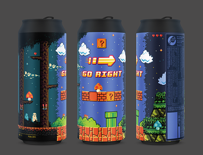 Go Right IPA alcohol beer can castlevania contra design game illustration label mario nes package pixel pixelart
