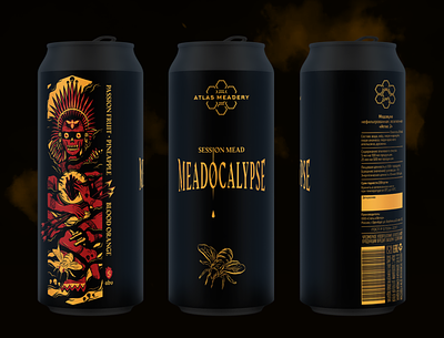 MEADOCALYPSE II alcohol apocalypse aztec bee beer can craft design illustration label mead package