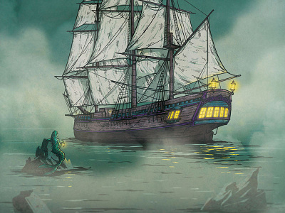 Ship beer craftbeer fog mermaid poster ship