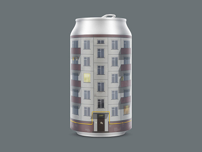 Five-storey beer building can city craft beer house illustration package urban