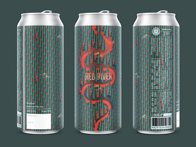 Red River APA beer can craft beer fog forest illustration package pattern red river water wolf