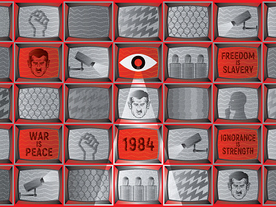 1984 1984 big brother eye illustration orwell pattern surveillance tv