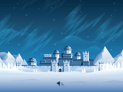 Winterfell got illustration lights night north northern lights snow stars winter winter is coming winterfell
