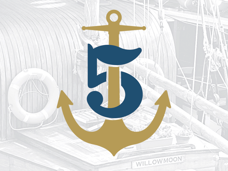 Five Anchor Branding anchor crest logo mark nautical water