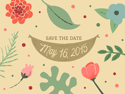 Floral Save the Date colorful flower leaf leaves spring