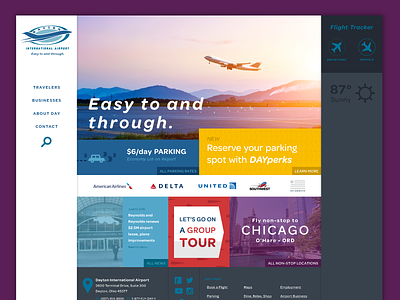 Dayton International Airport Website Design air airplane flight fly ohio plane travel ui web