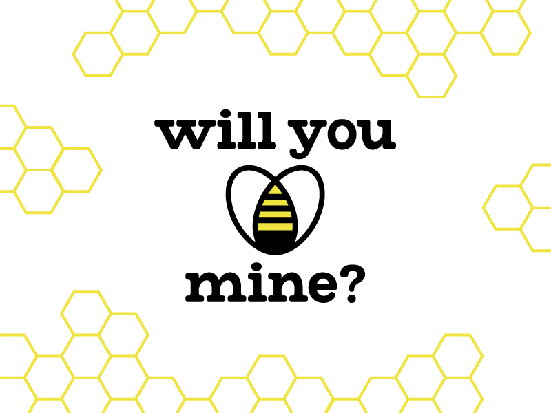 Bee Mine bee card heart honeycomb love valentine