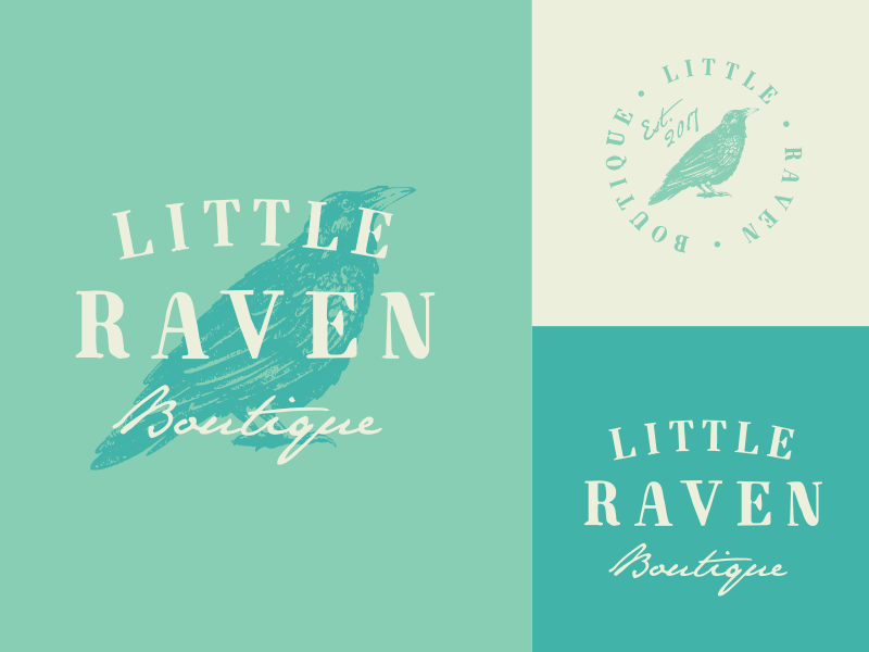 Little Raven Logos bird boutique branding logo raven vintage watermark