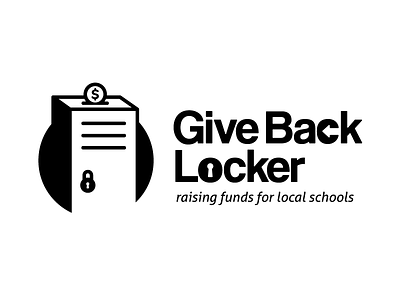 Give Back Locker Logo arrow coin donate fundraiser lock logo money school