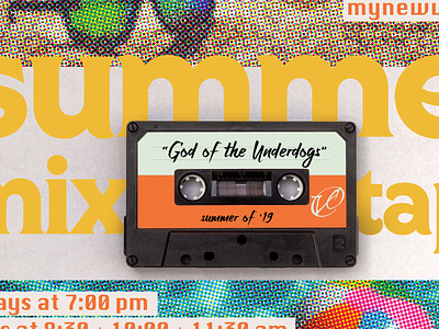 Summer Mixtape Sermon Graphic 90s beach branding cassette church marketing pool retro sunglasses