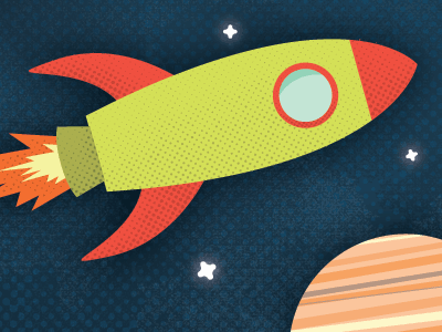 Space Party bitmap fun illustration jupiter kid night outerspace planet rocketship sky space spaceship star texture