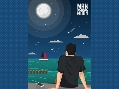 Man and moon illustration