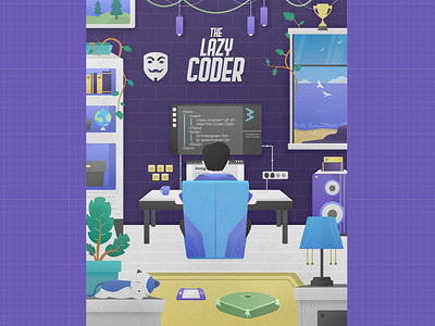 The lazy coder illustration ui ui illustration