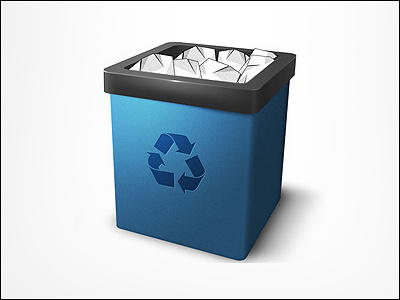 Trashbin Icon Walkthrough blue glossy icon paper recycle bin trashbin