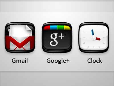 Press Me! Icons (3) 114px black clock glossy gmail google icon plus round