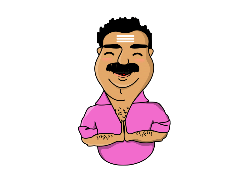 Annachi app character emoticon emotions guy indian sticker tamil vector