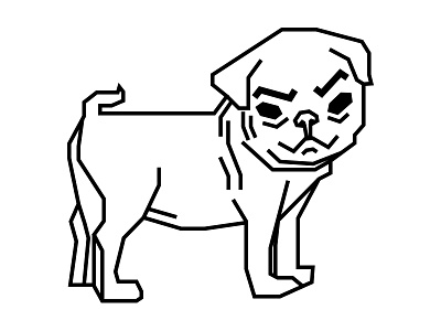 Pug WIP angry black eyes cute dog icon line art pug puppy