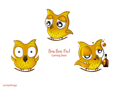 BonBon Owl bonbon character emoticon illustration owl sticker vector