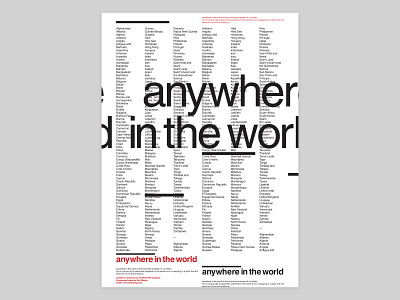 Anywhere in the World Posters animation black white design graphic design helvetica minimal poster print typography vector