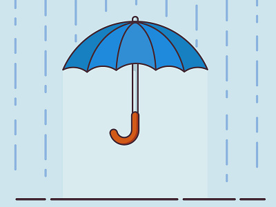 Rainy Day flat illustration line rain umbrella vector