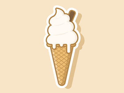 Ice Cream Cone design flat ice cream cone icon illustration line logo sticker art vector