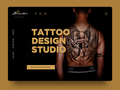 Monster Tattoo Studio app branding dark design sketch tattoo ui ux web website