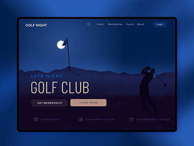 Website UI design for golf club art branding design golf illustraion night ui ux web website
