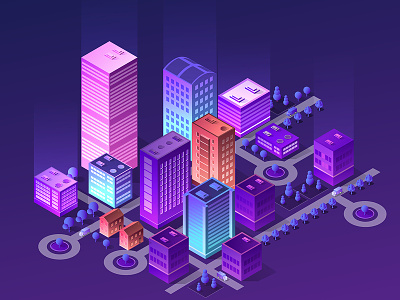 Ultraviolet Isometric city 3d architecture building city isometric isometric design ultraviolet vector