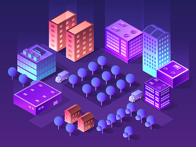 Violet colors 3d building