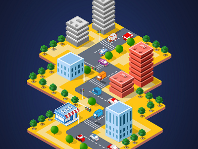 Colorful 3D isometric city