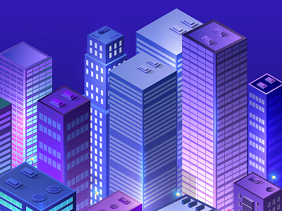Cityscape 3d ultraviolet architecture