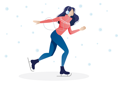 Ice skating girl ice skating illustration illustration art snow