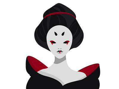 Geisha character digital art digital illustration east asia geisha girl illustration japan japan geisha red