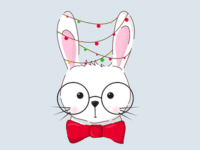 Christmas Bunny bunny christmas christmas bunny illustration mood red ribbon