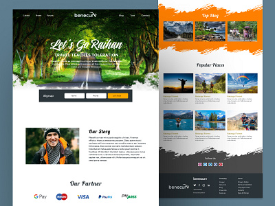 Travel website landing page design