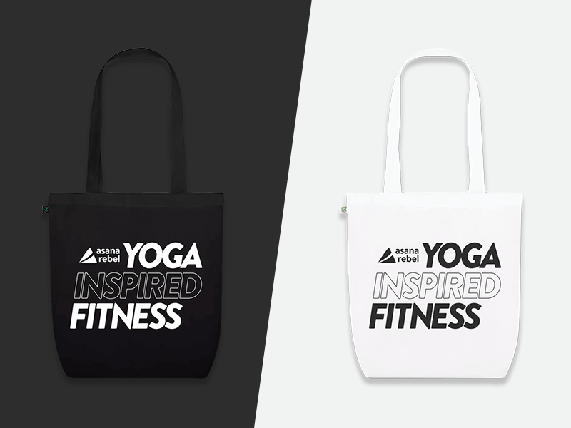Asana Rebel's Tote Bag animation art direction asana rebel branding design fitness logo merchandise premium swag tote bag yoga