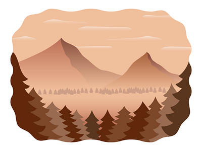 Monochrome Mountains brown earth earth colors flat flat design illustrator landscape mono monochromatic mountains nature simple trees vectors