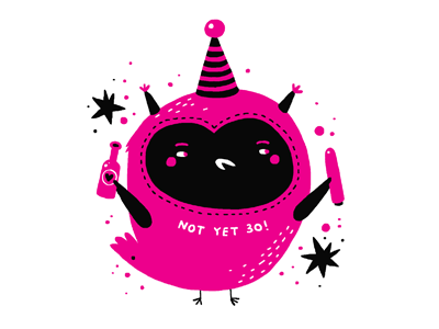 Not yet 30! birthday illustration owlie