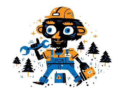 Worker art character drawing illustration job worker wrench