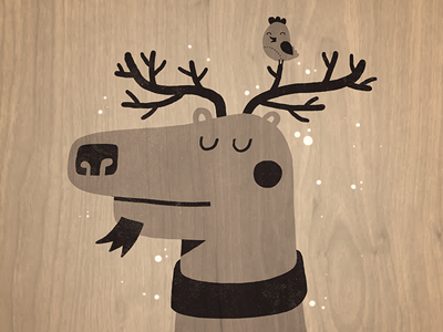 Two friends art bird deer illustration wood