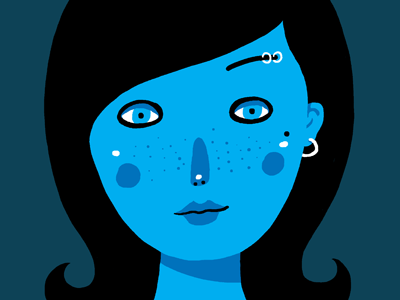 Blue girl art drawing face girl illustration