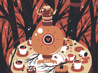 Tea party art drawing illustration tea