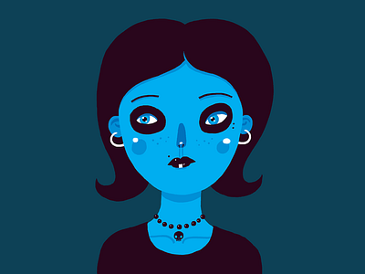 Blue Girl art blue drawing face flat girl illustration portrait woman