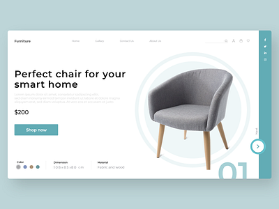 Landing page adobe photoshop adobexd chair color dashboard design dimension furniture landing page material modern furniture morden navigation presentation smart home ux ux ui webpage