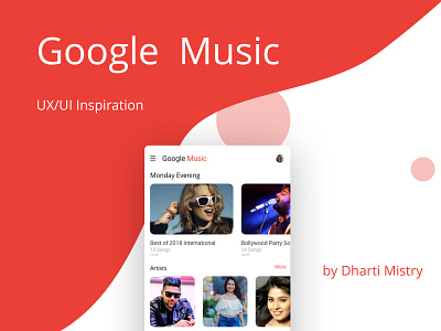 Google Music design artist design google music illustrator mobile app design music app play button song playlist ux ux ui