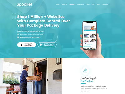 Upocket App Template12 app landing page delivery service minimal web design modern professional design simple design website design