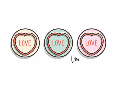 14/28 CONVERSATION HEARTS candy illustration love loveheart pastel simple sweet vector