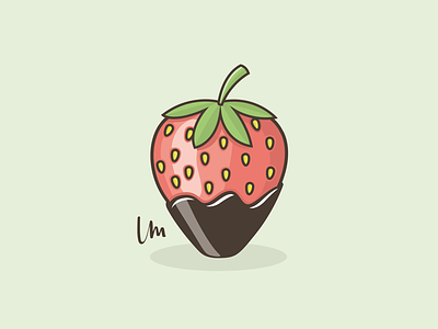 17/28 CHOCOLATE COVERED STRAWBERRY chocolate flat fruit illustration simple strawberry sweet treat vector
